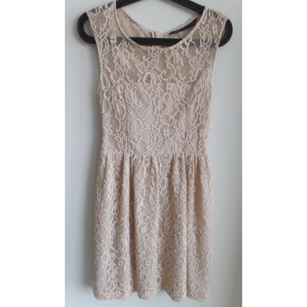 ZARA WOMAN Nude Lace Sleeveless Dress, sz S - Picture 2 of 10